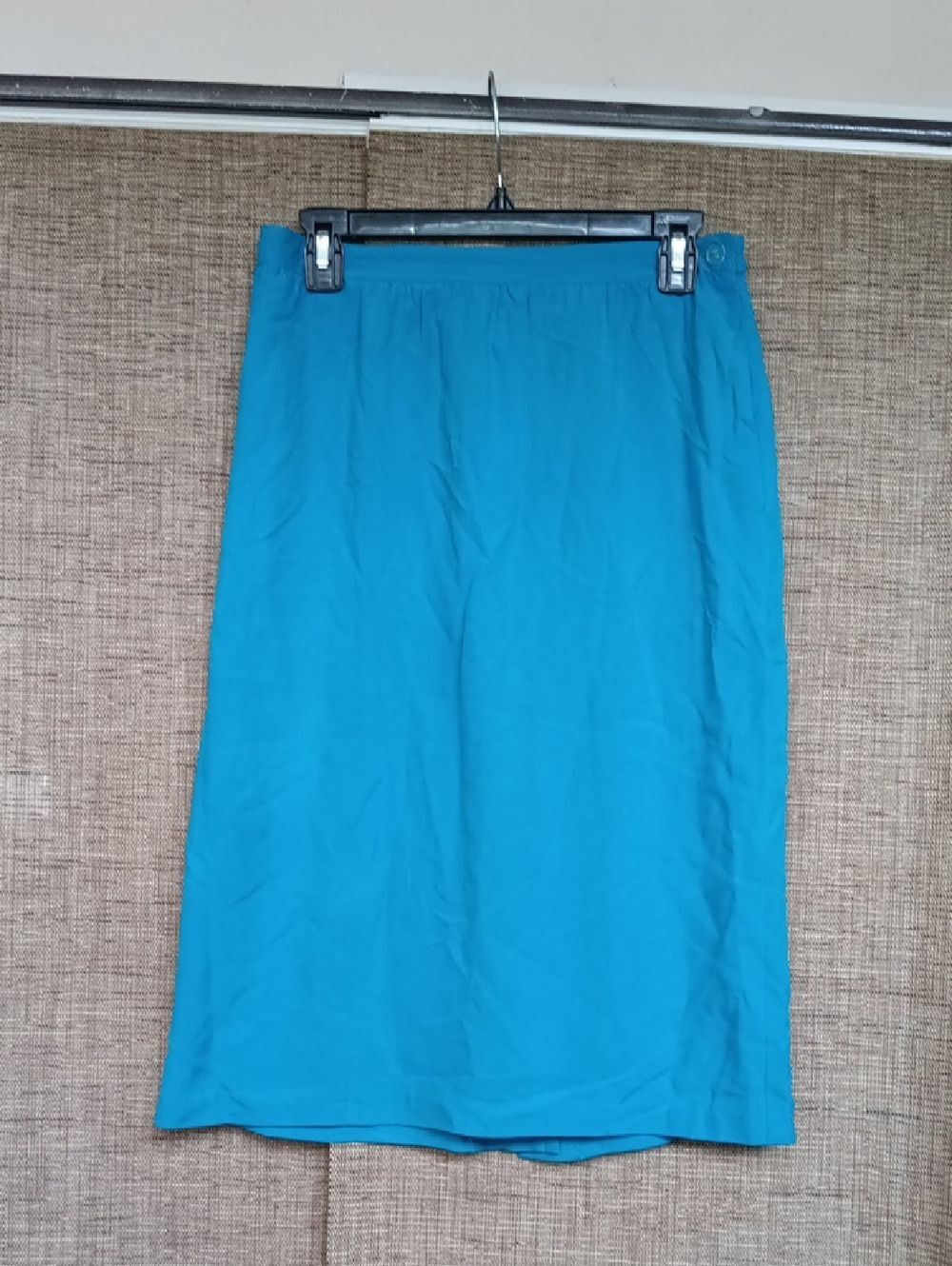 Vintage Alfred Dunner Silk Bright Teal Midi Skirt